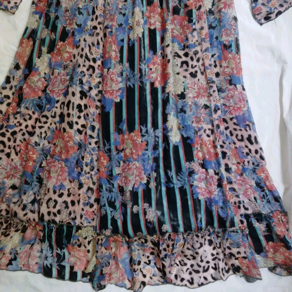 $575 NWT JOHNNY WAS Multicolored Ontar Beesley Dress Burnout Floral Leopard L - Picture 14 of 16